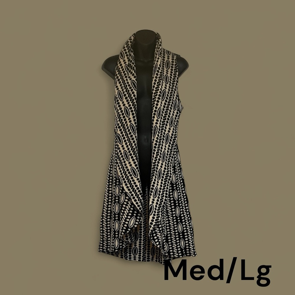 Moth Black and White Patterned Sweater Vest
